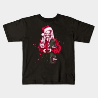 Skater Girl Skating Christmas Kids T-Shirt